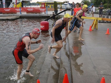 Triathletes take part in the Ottawa International Triathlon in Ottawa on Sunday, June 18, 2017.