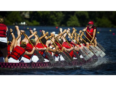 Tim Hortons Ottawa Dragon Boat Festival took place over the weekend at Mooney's Bay. Bobblake.ca team in boat number one in an early race Saturday June 24, 2017.