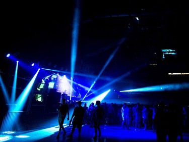 People danced to a DJ performing on the arena floor at TD Place.