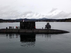 The HMCS Chicoutimi seen departing Thursday, March 2, 2017 during Prime Minister Trudeau&#039;s visit to CFB Esquimalt in Esquimalt, B.C. The Trudeau government plans to sink another couple billion dollars into Canada&#039;s four wayward submarines to keep them operating into the 2030s. The plan to extend the lives of the troubled vessels is included in the new Liberal defence policy, but not the price tag, which sources tell The Canadian Press will reach upwards of $2.5 billion. THE CANADIAN PRESS/Chad H