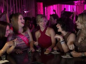 This image released by Sony Pictures shows Zoe Kravitz, from left, Jillian Bell, Scarlett Johansson, Ilana Glazer and Kate McKinnon in a scene from 'Rough Night.'