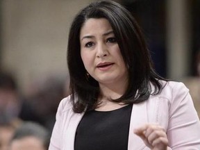 Minister of Status of Women Maryam Monsef answers a question during Question Period in the House of Commons in Ottawa, Thursday, March 23, 2017. The Liberal government is launching its long-awaited strategy on gender-based violence Monday, which will include a way to develop and share research on everything from street harassment to getting boys and men involved in solving the problem.