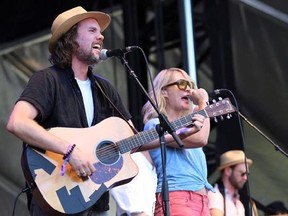 Kevin Drew, left, and Emily Haines of Broken Social Scene perform on day one of the inaugural 2017 Arroyo Seco Music Festival on Saturday, June 24, 2017, in Pasadena, Calif. Broken Social Scene&#039;s Kevin Drew is set to debut his first play in Toronto this fall, co-starring alongside a fellow Canadian rock singer. THE CANADIAN PRESS/AP-Invision-Joseph Longo
