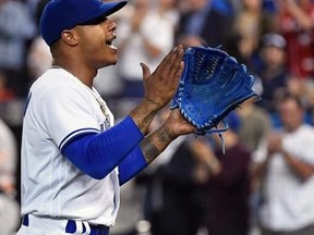 oronto Blue Jays starting pitcher Marcus Stroman (6) acknowledges the crowd after being taken out of the game against the Baltimore Orioles during eighth inning AL baseball action in Toronto on Wednesday, June 28, 2017.