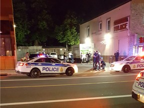 Ottawa police investigate a shooting/stabbing on the 400 block of Rideau Street on June 22, 2017.