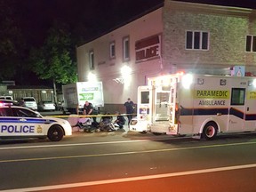 First responders on Rideau Street after a 25-year-old man was stabbed and shots were fired Thursday morning.