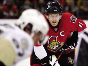 Daniel Alfredsson in action for the Senators against the Penguins in April 2008.
BLAIR GABLE/POSTMEDIA