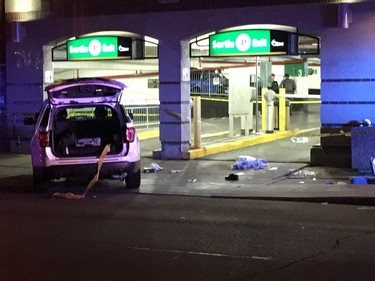 A photo provided by a witness outside a parking garage on Murray Street in an early Saturday morning shooting in the ByWard Market. The photo was taken from restaurant Chez Lucien. June 3, 2016. (Photo by Lee Demarbre)