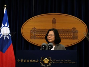 Taiwanese President Tsai Ing-wen speaks at the Presidential Office in Taipei on June 13. Panama and China announced they were establishing diplomatic relations, as the Central American nation became the latest to dump Taiwan for closer ties with the world's second-largest economy.