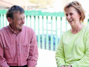 Bill and Joann Woods taking a break outside the restaurant they started in small town Canada. Thirty years ago they decided to build a commute-free life for themselves and they've been at it ever since.