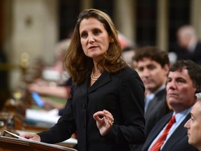 Minister of Foreign Affairs Chrystia Freeland delivers a speech in the House of Commons on Canada's Foreign Policy in Ottawa on Tuesday, June 6, 2017.