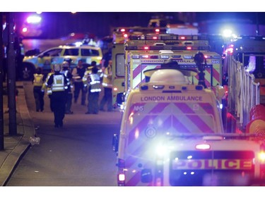 Emergency personnel on London Bridge.