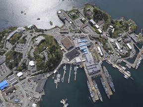 Aerial shot of CFB Esquimalt. Photo by MCpl Chris Ward, Imaging Services, CFB Esquimalt.