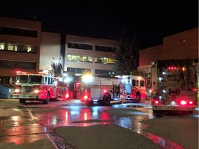 Ottawa firefighters on scene of fire at Ottawa Carleton District School Board fire. Arson is suspected.