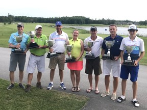 Here are your Ottawa Citizen City Championship champions (left to right): Perry Newey (B Division), Steve Ryan (C Division), Jon Schaepper (Professional), Kristin Ranieri (Ladies), Allen McGee (Open), Rob Knights (Senior Open) and Hunter McGee (Junior).