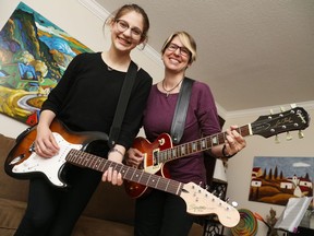 Susan Blackmer (R) is going to Rock Camp for Women+ this weekend after being inspired by daughter Claire, who went to Rock Camp for Girls+ last fall.
