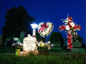 The United Church cemetery in Crosby, Ont., where a light shines over Kirk Fraser's gravestone. (Photo by Peter Dusek)