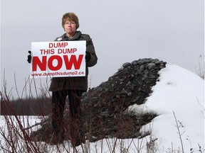 Project opponent Lucie Régimbald at the site of the future Taggart Miller waste facility near Carlsbad Springs.