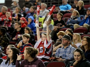 67's fans watch the action on the ice during a March-break home game against the Peterborough Peterborough Petes.  Wayne Cuddington/Postmedia