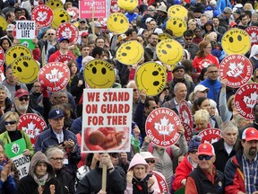 Thousands gather on Parliament Hill for the annual March for Life rally last month. A judge says the law is too restrictive in controlling access to statistics about abortion in Ontario.