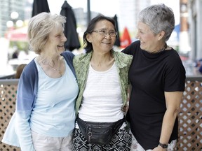 Rita Hill, Oopik Nakashook and Judy Hill. The Hills and Nakashook haven't seen one another since July 1967, when Nakashook was one of 100 Inuit kids to come visit Ottawa for the centennial celebrations. They met for the first time in 50 years on Saturday in the ByWard Market.