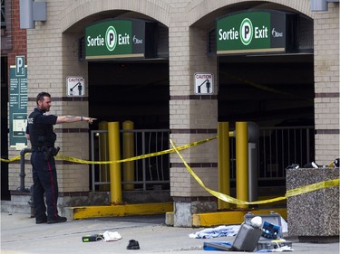 Ottawa Police and the SIU are investigating two shooting deaths in downtown Ottawa Saturday June 3, 2017.   Ashley Fraser/Postmedia