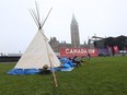 A teepee went up on the Hill Wednesday night, days before the big Canada 150 bash.