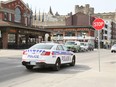 Police car driving through the Byward Market on March 30, 2016.