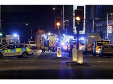 Police cars in the area of London Bridge.