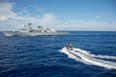 Members of the Maritime Tactical Operations Group (MTOG) leave Her Majesty's Australian Ship BALLARAT on a Rigid Hulled Inflatable Boat (RHIB) as part of a naval boarding exercise during POSEIDON CUTLASS, on June 9, 2017. Photo: Cpl Carbe Orellana, MARPAC.