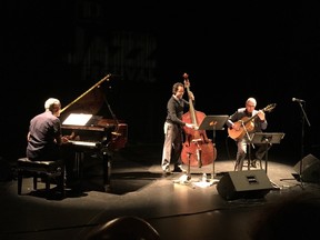 Pianist Marc Copland, bassist Adrian Vedady and guitarist Roddy Ellias at the 2017 TD Ottawa Jazz Festival.