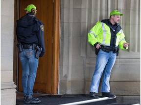 Senator Vern White is especially upset with the current protest underway by a particular Parliament Hill security union that has taken to wearing jeans, florescent green ball caps and stickers that say "RESPECT" on them.