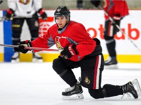 Colin White is on the ice with Senators prospects this week during summer development camp. He played two regular-season games at the end of the 2016-17 regular season and in one playoff game.  Wayne Cuddington/ Postmedia