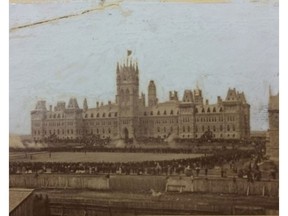 Elihu Spencer took this photo of the Parliament Hill crowds gathered for Dominion Day in 1867.