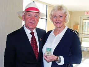 Longtime adversaries Hec Clouthier and Conservative MP Cheryl Gallant buried the hatchet recently when Gallant presented the former Liberal MP with one of seven Canada 150 pins she presented in the riding.