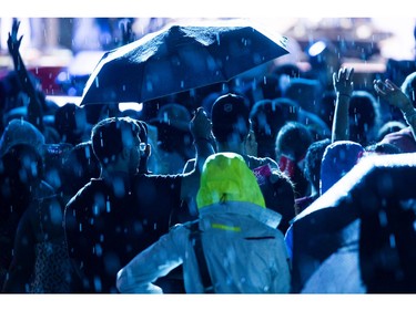 The skies opened up as Hedley closed the show at WE Day Canada Sunday July 2, 2017 on Parliament Hill.