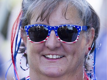 Laura Conrow shows her patriotic flare during the July 4th party at Lornado, the official residence of the United States Ambassador to Canada, Tuesday, July 4, 2017.