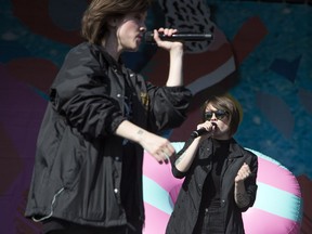 Tegan (right) and Sara perform on the Claridge Homes Stage at Bluesfest on Saturday, July 8, 2017.