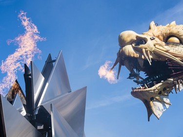 Long Ma, the dragon-horse, is awoken with a special ceremony on Marion Dewar Plaza at Ottawa City Hall where she ignites the Ottawa 2017 Cauldron Friday, July 28, 2017.