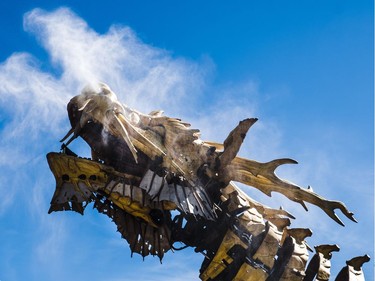 Long Ma, the dragon-horse, is awoken with a special ceremony for La Machine on Marion Dewar Plaza at Ottawa City Hall where she ignites the Ottawa 2017 Cauldron Friday, July 28, 2017.