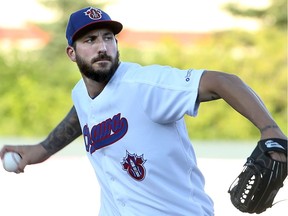 Ottawa Champions and Can- Am pitcher, Phillippe Aumont, pitches the first inning.
