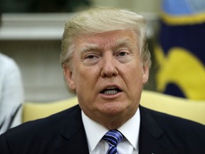 FILE - In this June 30, 2017 file photo, President Donald Trump speaks in the Oval Office of the White House in Washington. Trump pressed Congress on Monday, July 10, 2017, to get health care done before leaving for its long August recess, even as Republican senators say the GOP effort so far to repeal and replace the nation's health law is probably dead.  (AP Photo/Evan Vucci, File)