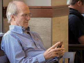 Midnight Rider star actor William Hurt waits outside a courtroom before being called as a witness during a civil trial at the Chatham County Court House in Savannah, Ga, Tuesday, July 11, 2017. The civil trial is against railroad CSX Transportation in the 2014 death of a Midnight Rider movie crew member struck by a train while filming on a railroad bridge in Georgia.