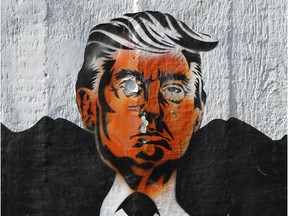 A street artist's rendition of U.S. President Donald Trump is seen on a wall on June 27, 2017 in Berlin, Germany. Trump will be coming to Europe in July to visit Poland, attend the G20 summit in Hamburg.