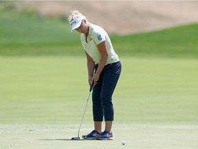 Brooke Henderson of Smiths Falls misses a birdie putt on the first hole during the third round of the U.S. Women's Open Championship on Saturday.  Matt Sullivan/Getty Images