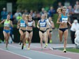 Eganville's Melissa Bishop, right, races to a first-place finish in the women's 800 metre race in the Harry Jerome International Track Classic in Coquitlam, B.C., on June 28. THE CANADIAN PRESS/Darryl Dyck