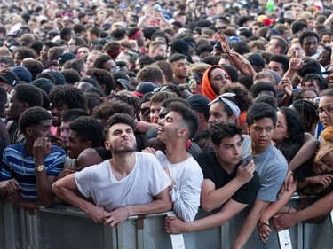 The crushing huge crowd waiting for Migos as day seven of the RBC Bluesfest takes place on the grounds of the Canadian War Museum.