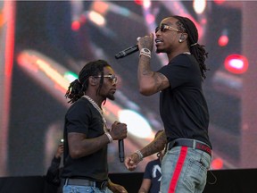 Migos on stage at Bluesfest on July 13.
