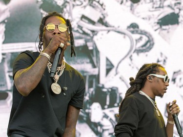 Migos on stage as day seven of the RBC Bluesfest takes place on the grounds of the Canadian War Museum.