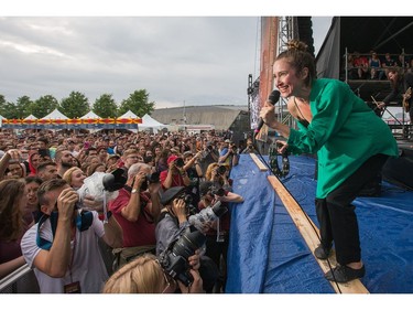 Singer Leah Fay of the band July Talk on stage as day five of the RBC Bluesfest takes place on the grounds of the Canadian War Museum.  Wayne Cuddington/Postmedia